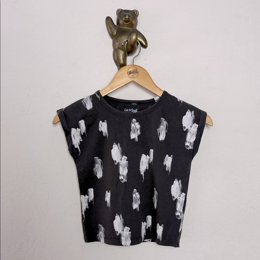 5 for $25🌈Cat & Jack Charcoal Tee with White Accents girls size S